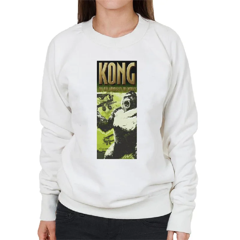 King Kong Being Swarmed By Biplanes The 8th Wonder Of The World Women's Sweatshirt Hoodie with Metallic Shiny Futuristic