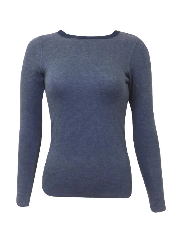 Crew Neck Sweater In Dusk Cashmere Blend Cotton Blend Poly Blend