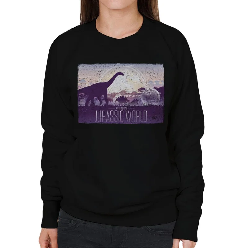 Jurassic Park Welcome To Jurassic World Women's Sweatshirt Hoodie with Hem Frayed Vintage Worn