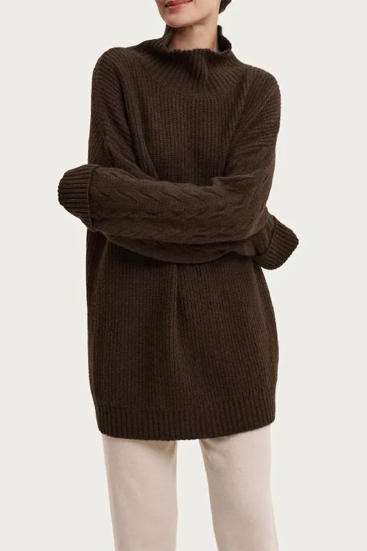 Yak Wool Turtleneck Sweater In Coffee Rayon Fabric Velvet Fabric Corduroy Fabric