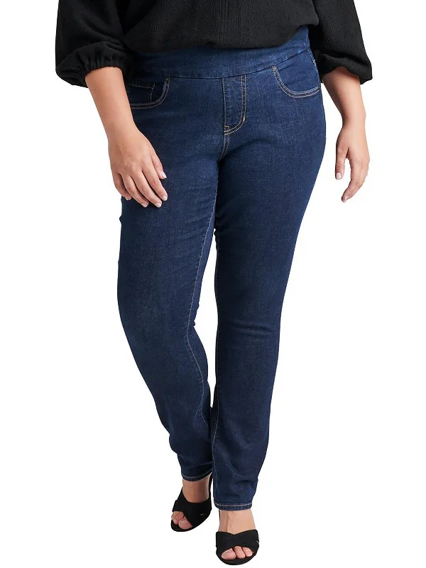 Plus Nora Womens Mid-Rise Dark Wash Skinny Jeans Stylish Plus Size Denim Jeans