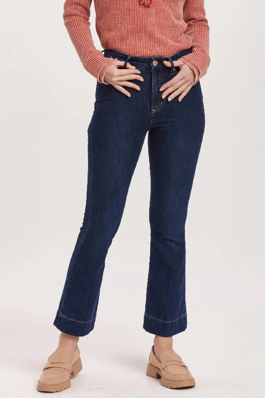 Jeanne High Rise Cropped Flare Jeans In Star Demand Classic Black Denim Jeans