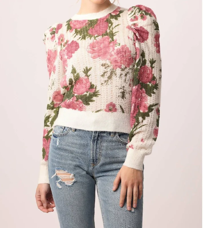 Kailyn Floral Sweater in La Rose Welt Pockets Slit Pockets Flap Pockets