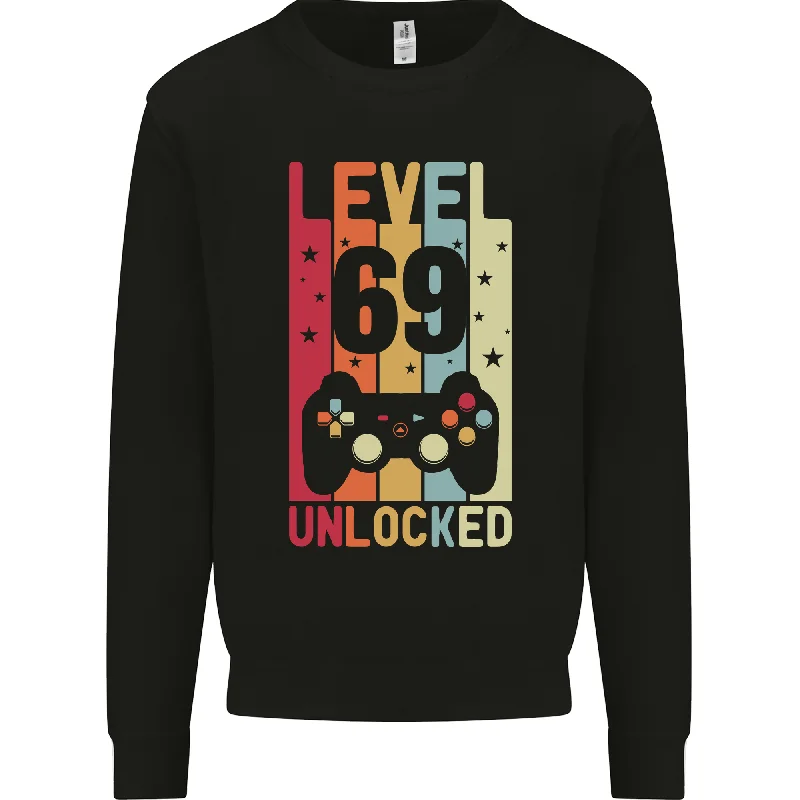 69th Birthday Level Up Gamer Sweatshirt Jumper for 69-Year-Old Men Hoodie Crop Top Short Trendy