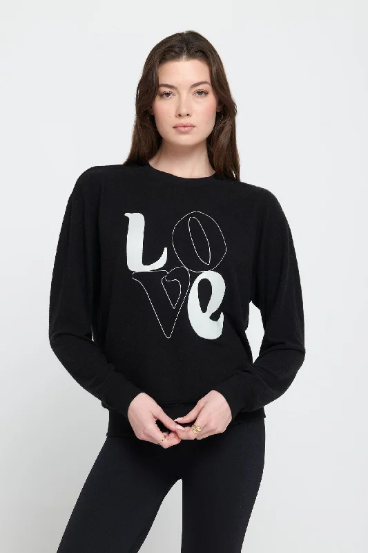 Spiritual Gangster Love Relaxed Savasana Sweater - Black Seamless Knitted Crochet