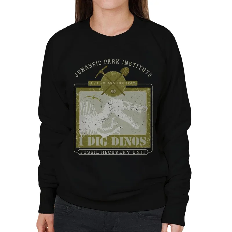 Jurassic Park Institute I Dig Dinos Fossil Recovery Unit Women's Sweatshirt Hoodie with Tied Waist Feminine Flattering