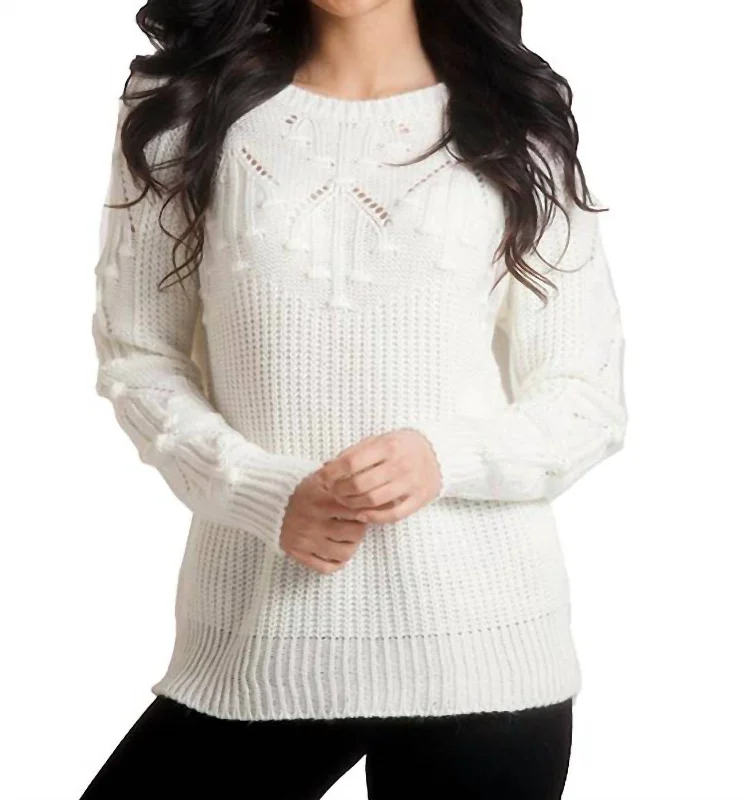 Knit Sweater In Ivory Nylon Fabric Polyester Fabric Spandex Fabric