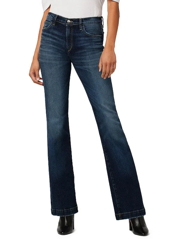 Frankie Womens Dark Wash Mid Rise Bootcut Jeans Comfortable Full-Length Denim Jeans