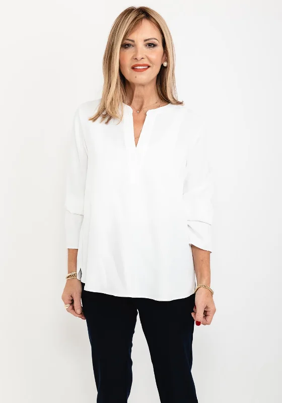 Gerry Weber Notch Neckline Blouse, Off White Elegant Lace Blouse