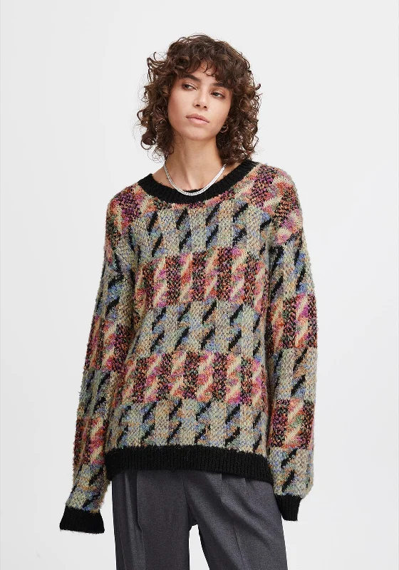 Ichi Betti Patchwork Knitted Sweater, Meteorite Ribbed Striped Patterned