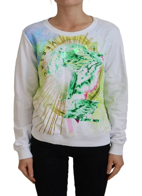 Versace Jeans  Graphic Print Long Sleeves Women's Sweater Satin Blend Silk Blend Wool Blend