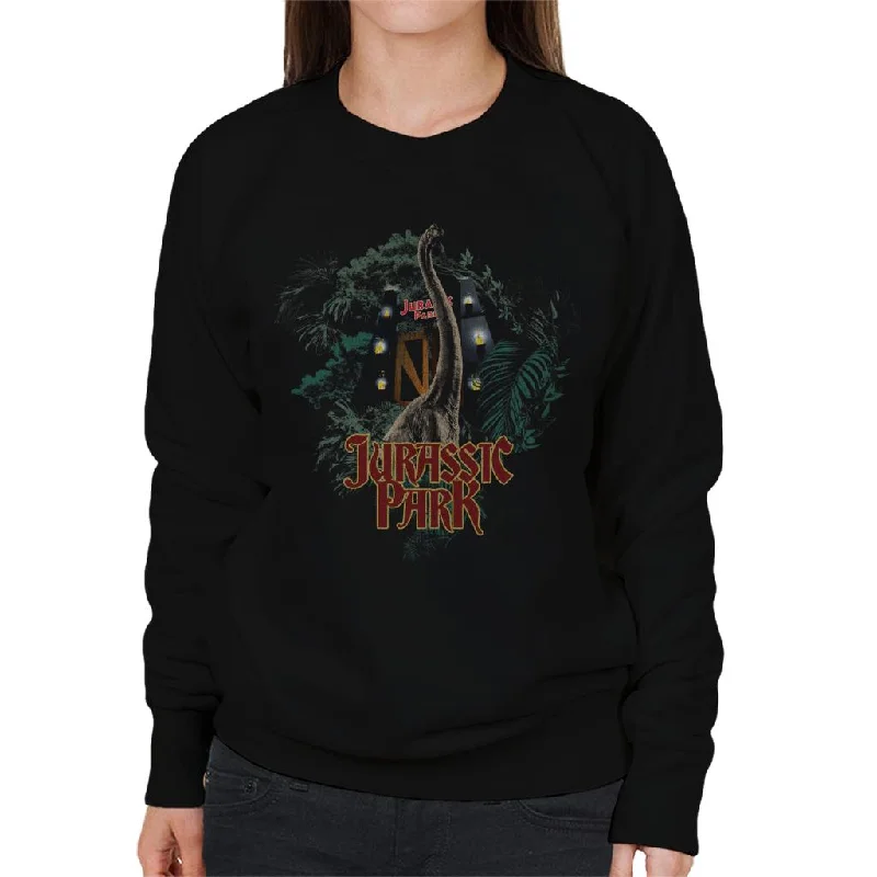 Jurassic Park Entrance Brachiosaurus Women's Sweatshirt Hoodie with Tie-Dye Psychedelic Retro