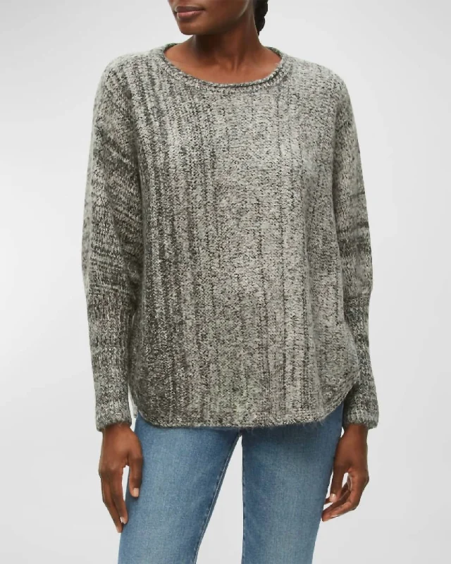 Selina Poncho Sweater in Shadow Combo Turtle Neck Boat Neck Asymmetrical Neck