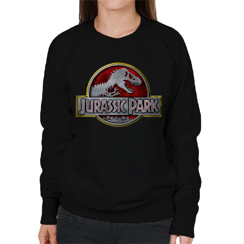 Jurassic Park Yellow Outline Classic Logo Women's Sweatshirt Hoodie with Hem Elastic Stretchable Comfortable