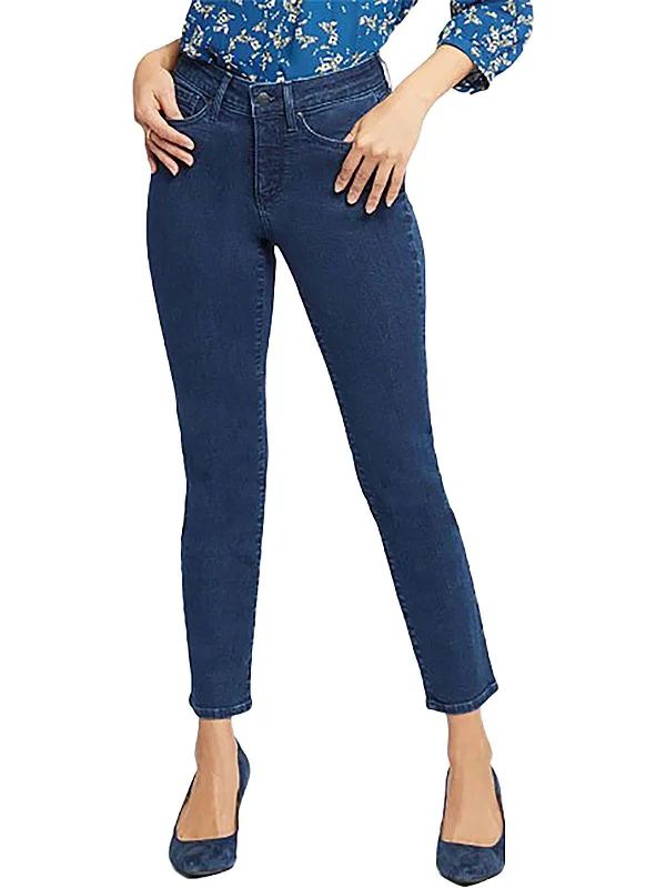 Shieri Womens Denim Medium Wash Slim Jeans Stylish Cargo Style Jeans