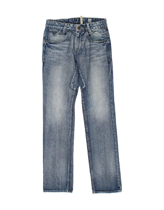 GUESS Womens Straight Jeans W28 L25  Blue Cotton Comfortable Ankle Jeans