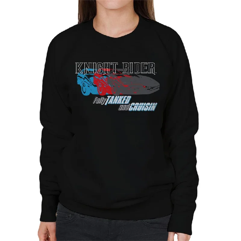 Knight Rider Fully Tanked And Cruisin Women's Sweatshirt Hoodie with Hem Applique Textured Unique