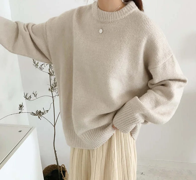 Cashmere Elegant Women Sweater Oversized Knitted Basic Pullovers Thin Thick Dense