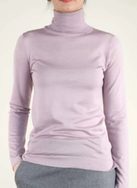 Basic Cashmere Silk Sweater In Lilac Nylon Fabric Polyester Fabric Spandex Fabric