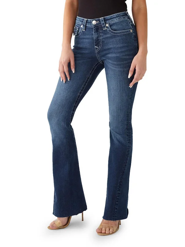 Joey Womens Mid-Rise Dark Wash Flare Jeans Fashionable Bootcut Jeans