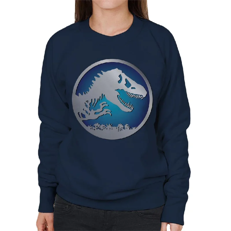 Jurassic Park Blue Logo Women's Sweatshirt Hoodie with Full-Zip Functional Layering