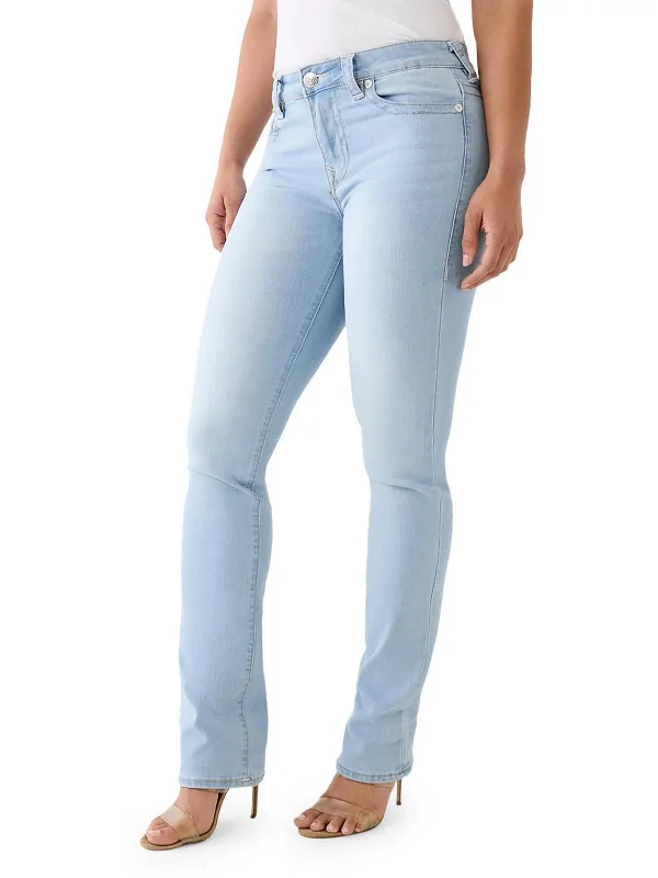 Billie Womens Mid-Rise Light Wash Straight Leg Jeans Comfortable Ankle Jeans