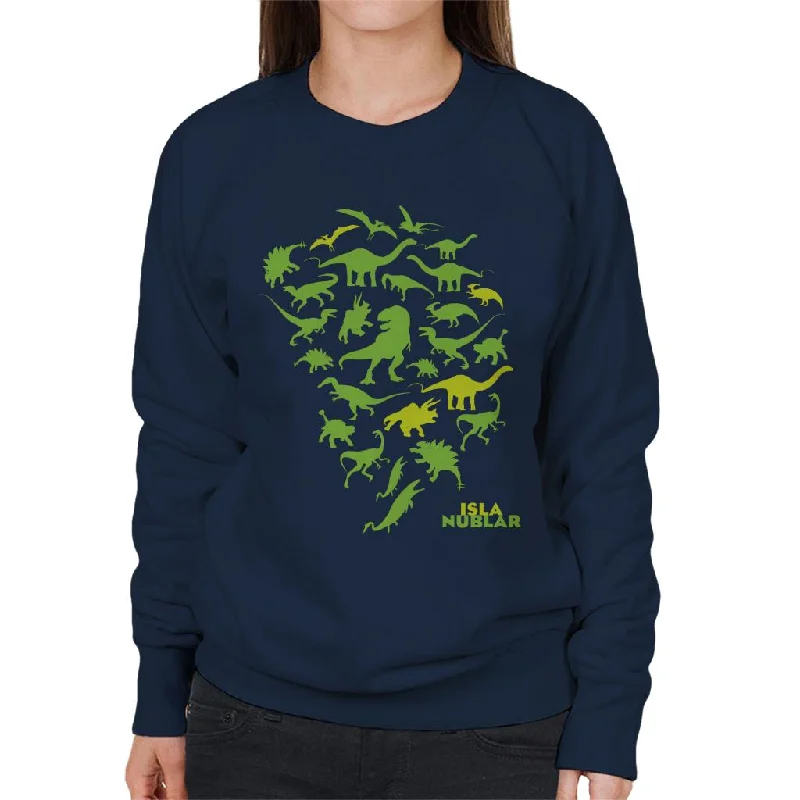 Jurassic Park Isla Nublar Green Dinosaur Silhouettes Women's Sweatshirt Hoodie with Drawstring Waist Adjustable Fitted