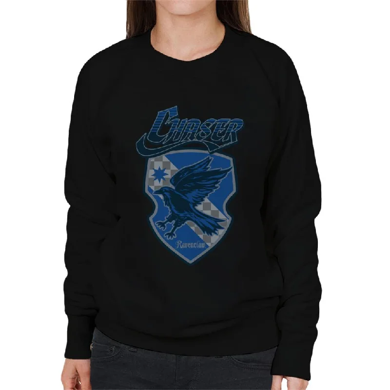 Harry Potter Quidditch Chaser Team Ravenclaw Women's Sweatshirt Hoodie with Hem Applique Textured Unique