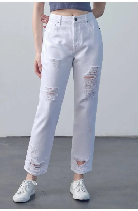 Tracey High Rise Straight Jean In White Elegant Tapered Leg Denim