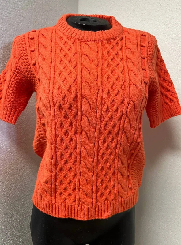 Yasmin Cableknit Sweater in Orange Mesh Sweater Canvas Denim