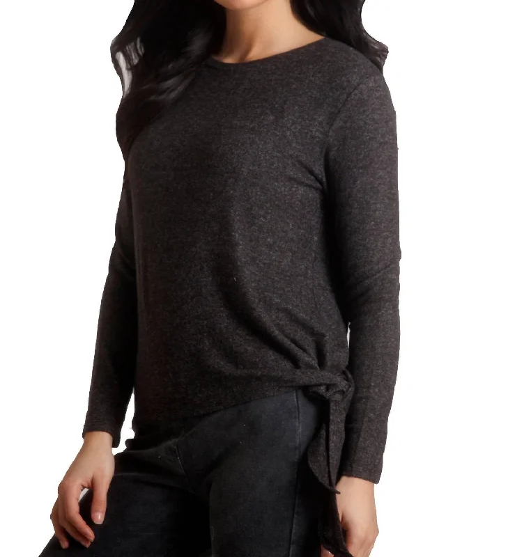 Ellie Side Tie Kashmira Sweater In Charcoal Machine Wash Dry Clean Hand Wash