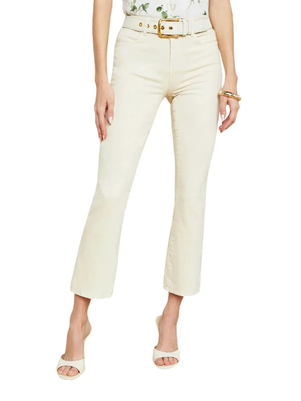 Mira Ultra High Rise Crop Micro Boot Jeans In Creme Brulee Comfortable Straight-Legged Denim