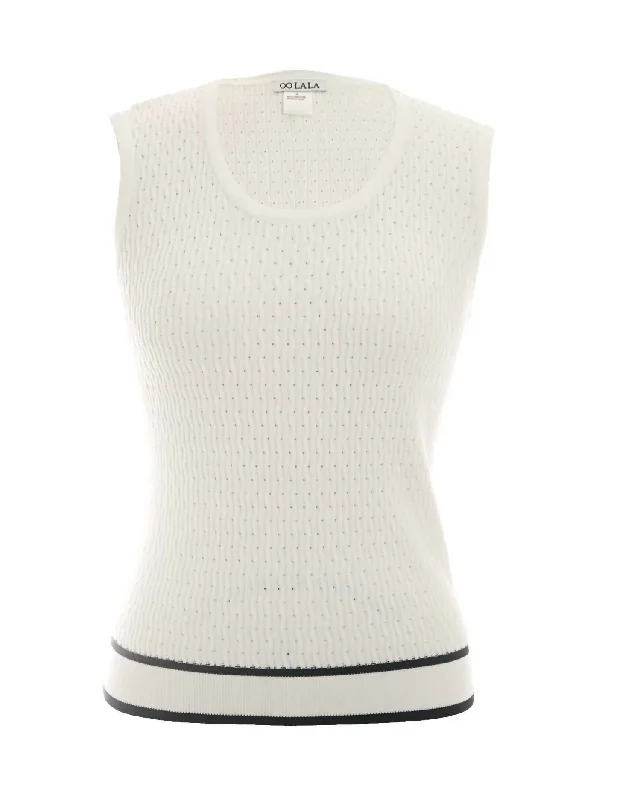 Sleeveless Sweater In White/black Sweater Knitwear Pullover