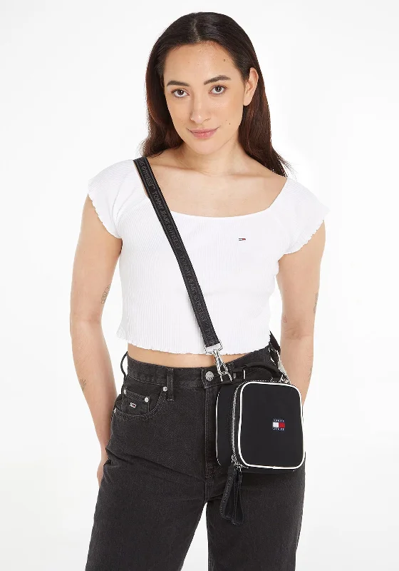 Tommy Jeans Heritage Crossbody Camera Bag, Black Trendy Colored Denim Jeans