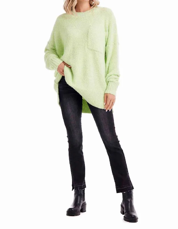 Rome Chenille Sweater In Lime High Neck Crew Neck V-Neck