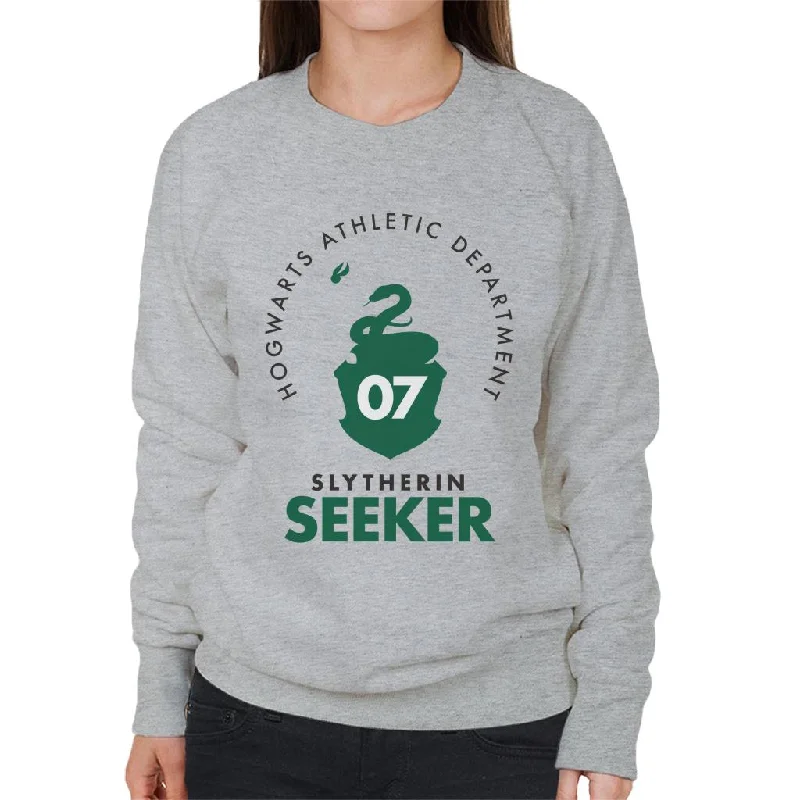 Harry Potter Quidditch Athletic Dept Slytherin Seeker Women's Sweatshirt Hoodie with Rolled Sleeves Casual Relaxed