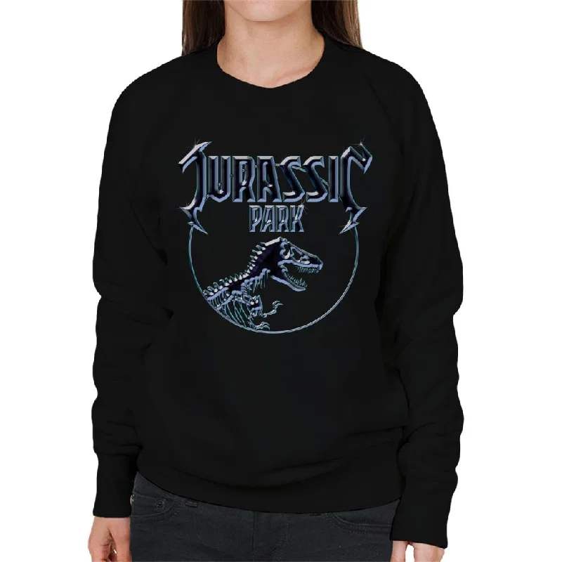 Jurassic Park Chrome Logo Women's Sweatshirt Hoodie with Hood Adjustable Protection