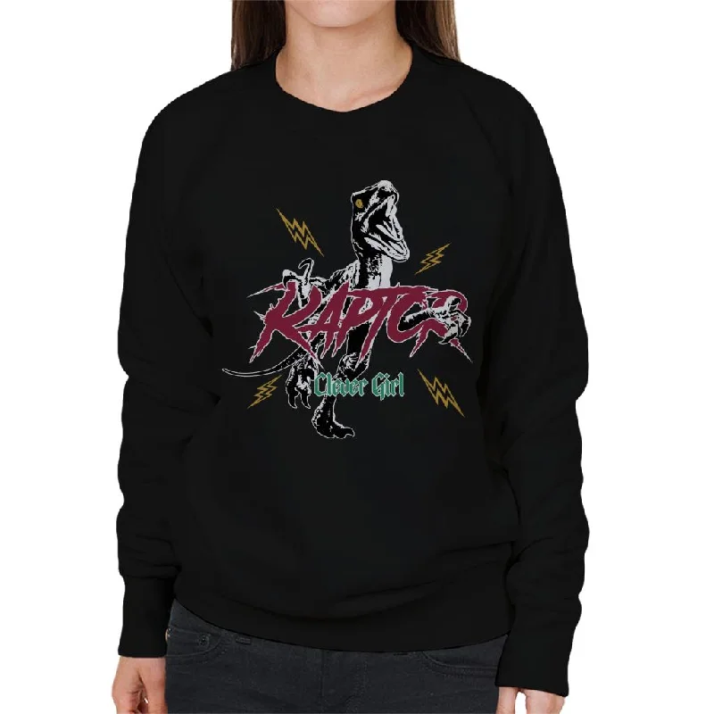 Jurassic Park Clever Girl Raptors Lightning Bolt Women's Sweatshirt Hoodie with Button Classic Timeless