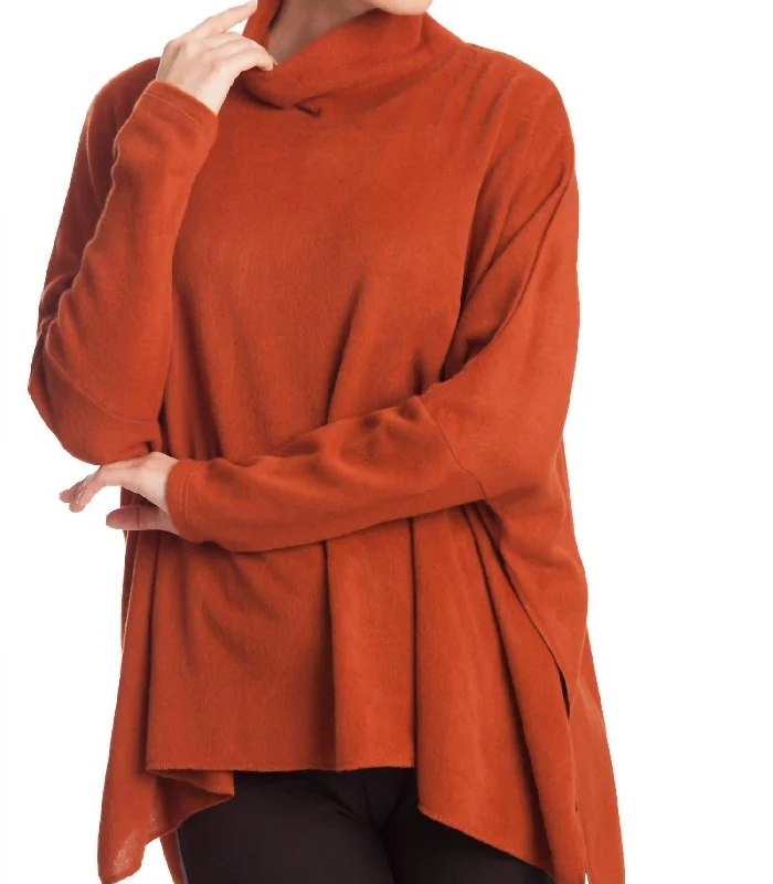 Cowl Neck Oversized Sweater In Rust Chenille Fabric Brocade Fabric Lace Fabric