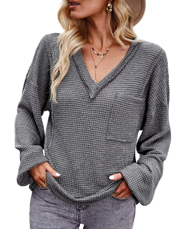 DELI S Sweater Turtle Neck Boat Neck Asymmetrical Neck