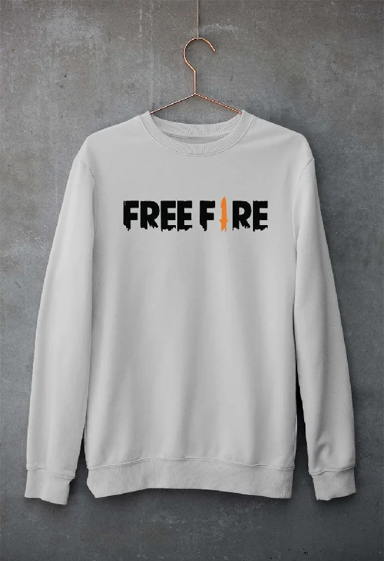 Free Fire Unisex Sweatshirt for Men/Women Hoodie with Rolled Sleeves Casual Relaxed