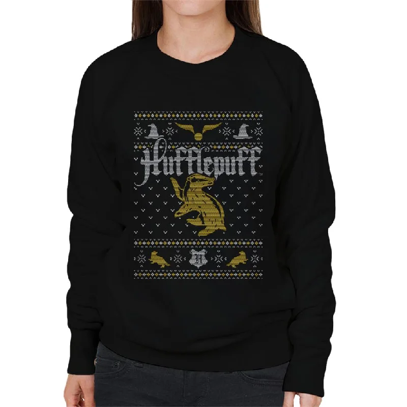 Harry Potter Christmas Hufflepuff Women's Sweatshirt Hoodie with Pattern Geometric Abstract