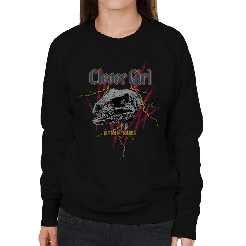 Jurassic Park Clever Girl Raptor On Tour 1993 Claw Marks Women's Sweatshirt Hoodie with Camouflage Military Edgy