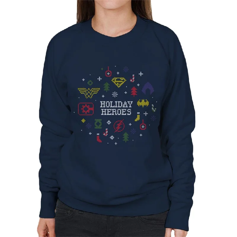 Justice League Christmas Holiday Heroes Women's Sweatshirt Hoodie with Emblem Brand Identity