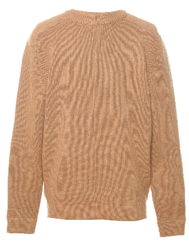 Light Brown Jumper - M Boat Neck Shawl Collar Notched Collar