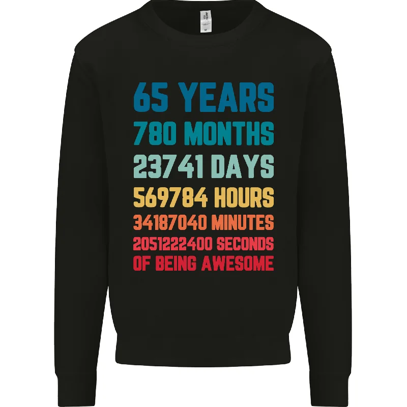 65th Birthday 65 Year Old Mens Sweatshirt Jumper Hoodie with Hem Embroidery Detailed Premium