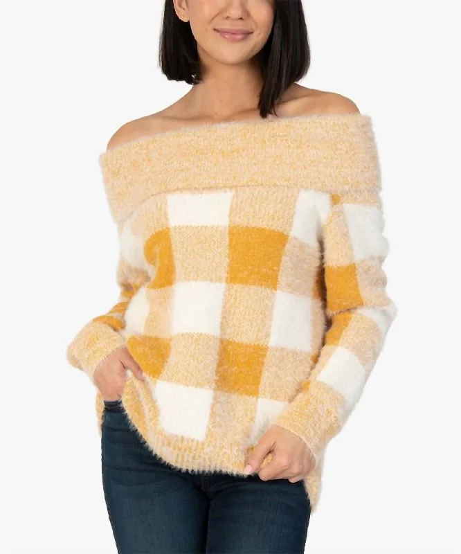 Haruka Sweater In Yellow Rayon Fabric Velvet Fabric Corduroy Fabric