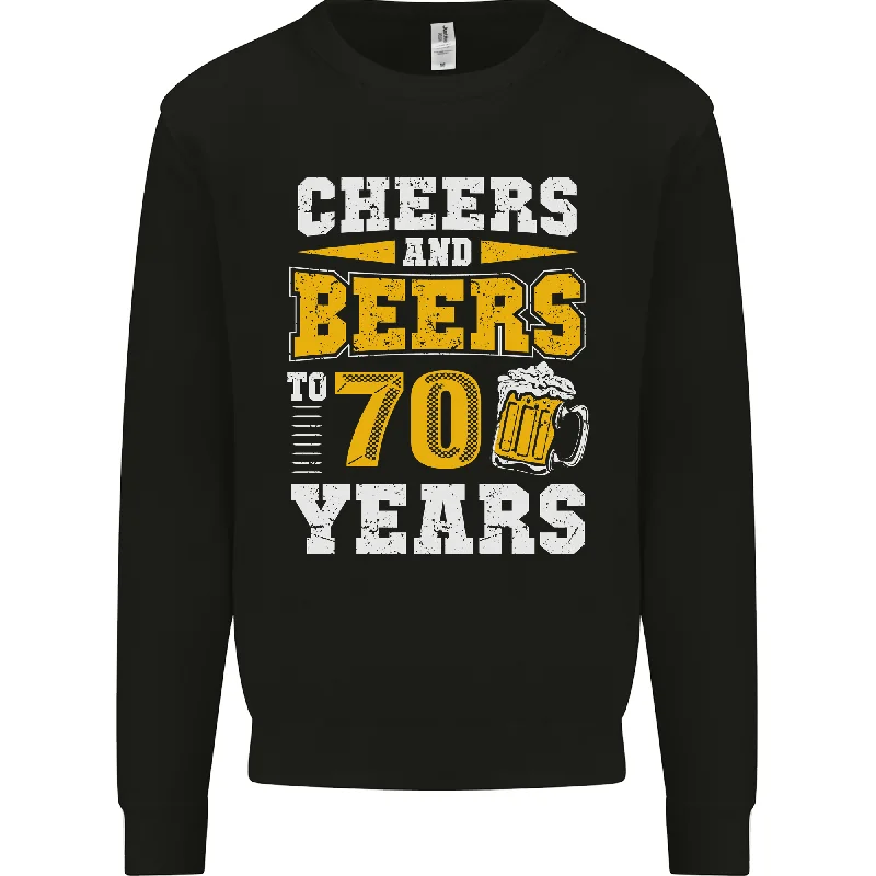 70th Birthday Funny Alcohol 70-Year-Old Men's Sweatshirt Jumper Hoodie with Hem Raw Edge Edgy Unfinished