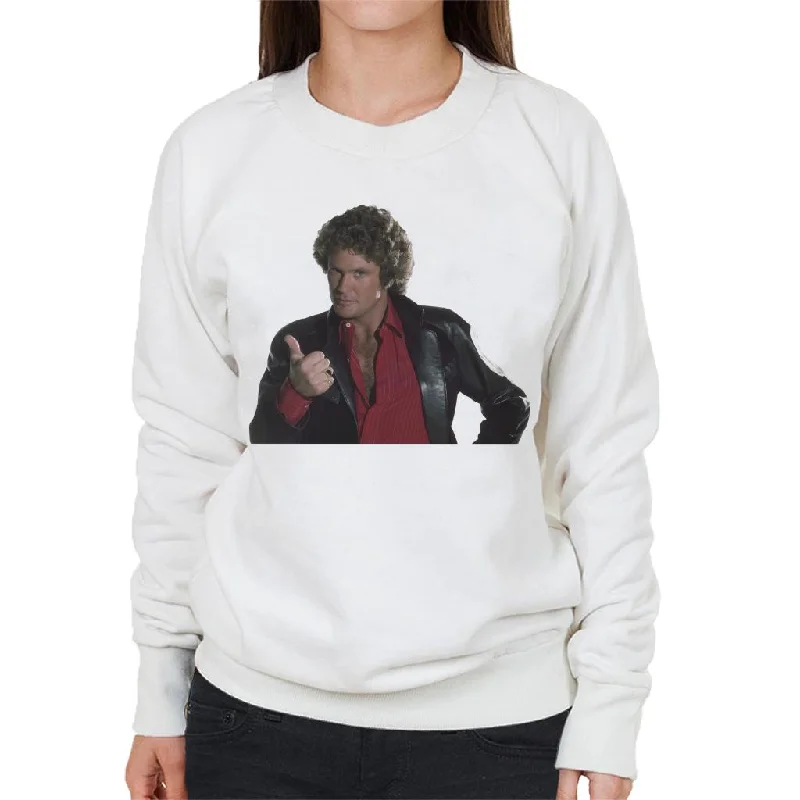 Knight Rider Michael Knight Thumbs Up Women's Sweatshirt Hoodie with Button Classic Timeless