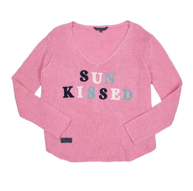 Everyday Sweater In Pink Solid Print Embellished